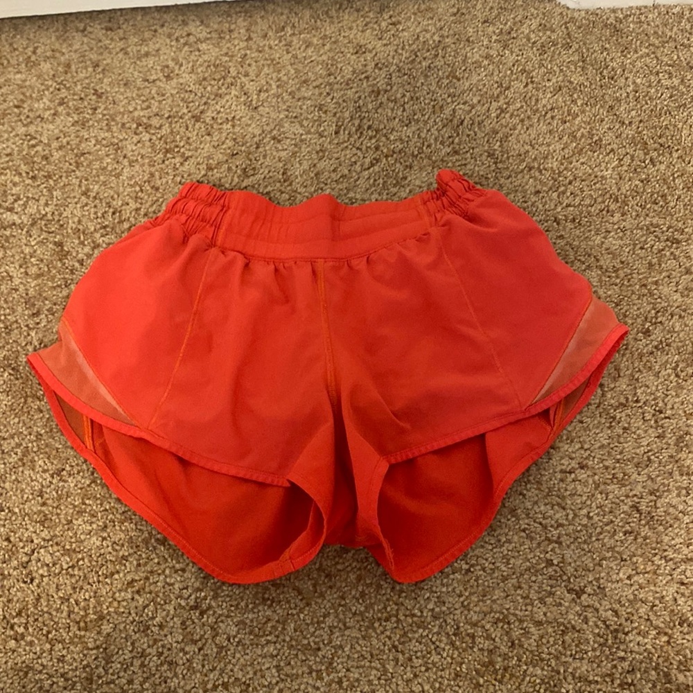 Orange lululemon shorts hotty hot style